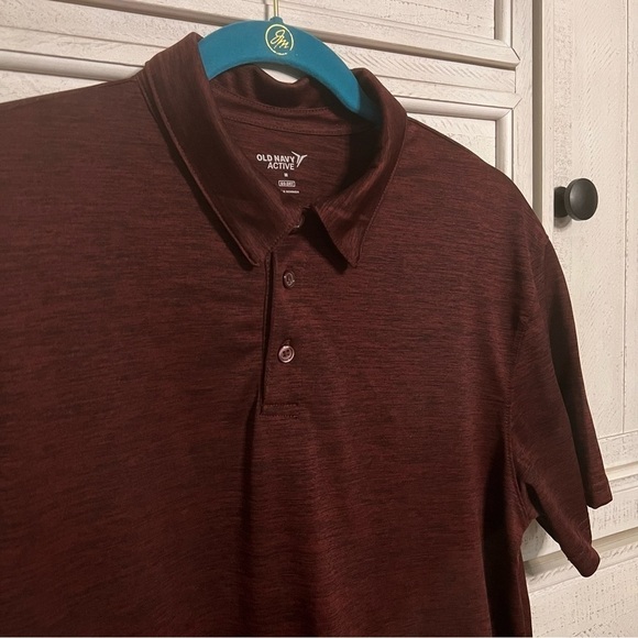 Men’s Active Go Dry Dark Red Heathered Performance Polo Medium - Picture 3 of 7
